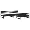 4 pcs conjunto lounge de jardim madeira de pinho maciça preto - Image 2