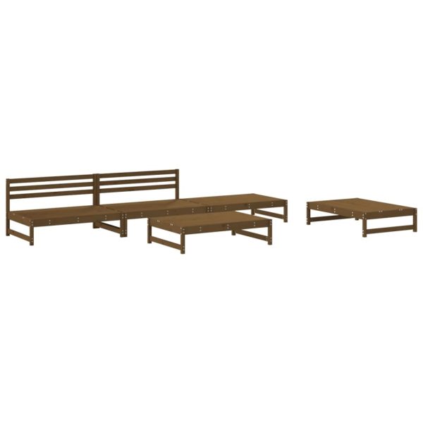 5 pcs conj. lounge jardim madeira de pinho maciça castanho-mel - Image 2