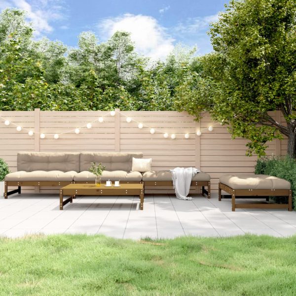 5 pcs conj. lounge jardim madeira de pinho maciça castanho-mel
