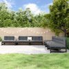 6 pcs conjunto lounge de jardim pinho maciço preto