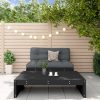 2 pcs conjunto lounge de jardim madeira de pinho maciça preto