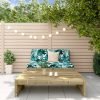 2 pcs conjunto lounge de jardim madeira de pinho impregnada