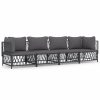 4 pcs conjunto lounge de jardim com almofadões aço antracite - Image 2
