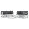 5 pcs conjunto lounge de jardim com almofadões aço branco - Image 2