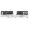 5 pcs conjunto lounge de jardim com almofadões aço branco - Image 3