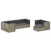 8 pcs conjunto lounge de jardim c/ almofadões vime PE cinzento - Image 2