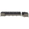 8 pcs conjunto lounge de jardim c/ almofadões vime PE cinzento - Image 3