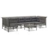 8 pcs conjunto lounge de jardim c/ almofadões vime PE cinzento - Image 2