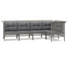 5 pcs conjunto lounge de jardim c/ almofadões vime PE cinzento - Image 2