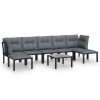 8 pcs conjunto lounge de jardim vime PE preto e cinzento - Image 2