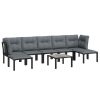 8 pcs conjunto lounge de jardim vime PE preto e cinzento - Image 3