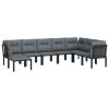 8 pcs conjunto lounge de jardim vime PE preto e cinzento - Image 3