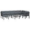 9 pcs conjunto lounge de jardim vime PE preto e cinzento - Image 3