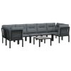 8 pcs conjunto lounge de jardim vime PE preto e cinzento - Image 3