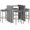 7 pcs conjunto de bar p/ jardim c/ almofadões vime PE cinzento - Image 3
