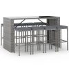 9 pcs conjunto de bar p/ jardim c/ almofadões vime PE cinzento - Image 2