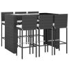 7 pcs conjunto de bar para jardim c/ almofadões vime PE preto - Image 3