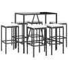 7 pcs conjunto de bar para jardim c/ almofadões vime PE preto - Image 3