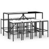 9 pcs conjunto de bar para jardim c/ almofadões vime PE preto - Image 2