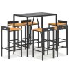 7 pcs conjunto de bar p/ jardim vime PE/acácia maciça preto - Image 2