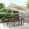 11 pcs conjunto de bar p/ jardim vime PE/acácia maciça preto