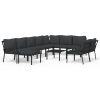 11 pcs conjunto lounge de jardim aço c/ almofadões cinzentos - Image 2