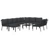 11 pcs conjunto lounge de jardim aço c/ almofadões cinzentos - Image 3