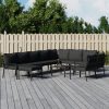 11 pcs conjunto lounge de jardim aço c/ almofadões cinzentos