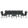 7 pcs conjunto lounge de jardim aço c/ almofadões cinzentos - Image 2
