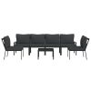 7 pcs conjunto lounge de jardim aço c/ almofadões cinzentos - Image 3