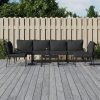 7 pcs conjunto lounge de jardim aço c/ almofadões cinzentos