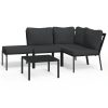 5 pcs conjunto lounge de jardim aço c/ almofadões cinzentos - Image 2