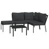 5 pcs conjunto lounge de jardim aço c/ almofadões cinzentos - Image 3