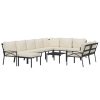 11 pcs conjunto lounge de jardim aço c/ almofadões areia - Image 3