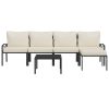 6 pcs conjunto lounge de jardim aço c/ almofadões areia - Image 3