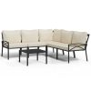 6 pcs conjunto lounge de jardim aço c/ almofadões areia - Image 2