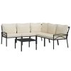 6 pcs conjunto lounge de jardim aço c/ almofadões areia - Image 3