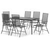 7 pcs conjunto de jantar para jardim aço antracite - Image 2