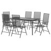 7 pcs conjunto de jantar para jardim aço antracite - Image 3