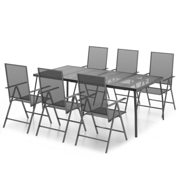 7 pcs conjunto de jantar para jardim aço antracite - Image 2