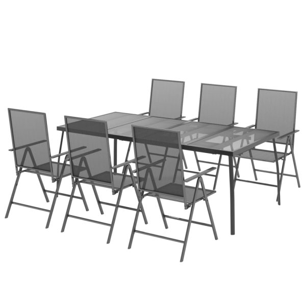 7 pcs conjunto de jantar para jardim aço antracite - Image 3