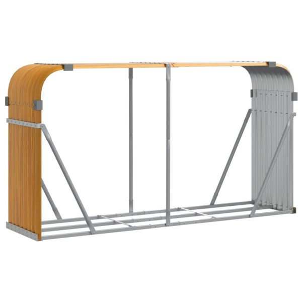 Suporte de lenha 180x45x100 cm aço galvanizado castanho-claro - Image 2
