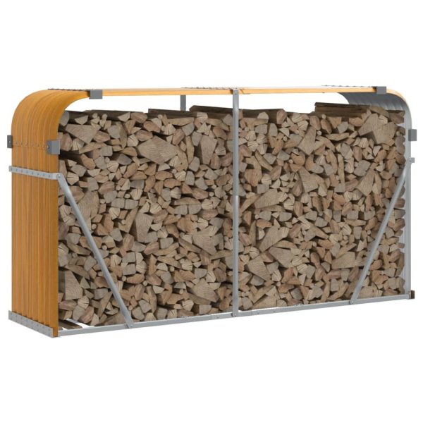 Suporte de lenha 180x45x100 cm aço galvanizado castanho-claro - Image 3
