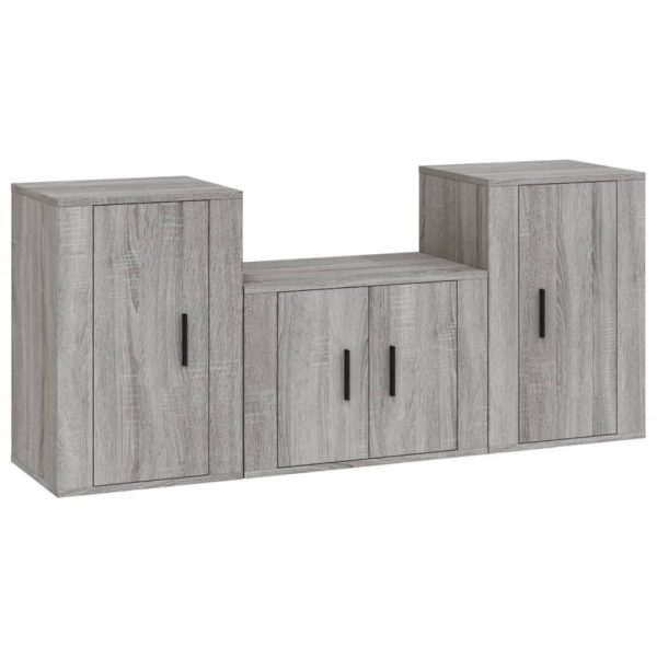 Conjunto móveis de TV 3 pcs madeira processada sonoma cinza - Image 2