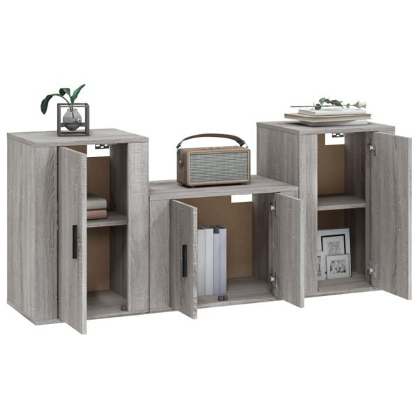 Conjunto móveis de TV 3 pcs madeira processada sonoma cinza - Image 3