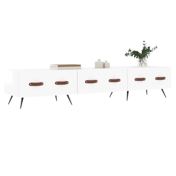 Móvel de TV 150x36x30 cm derivados de madeira branco brilhante - Image 3