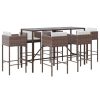 7 pcs conjunto de bar p/ jardim c/ almofadões vime PE castanho - Image 2