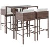 5 pcs conjunto de bar p/ jardim c/ almofadões vime PE castanho - Image 2