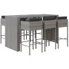 7 pcs conjunto de bar p/ jardim c/ almofadões vime PE cinzento - Image 2