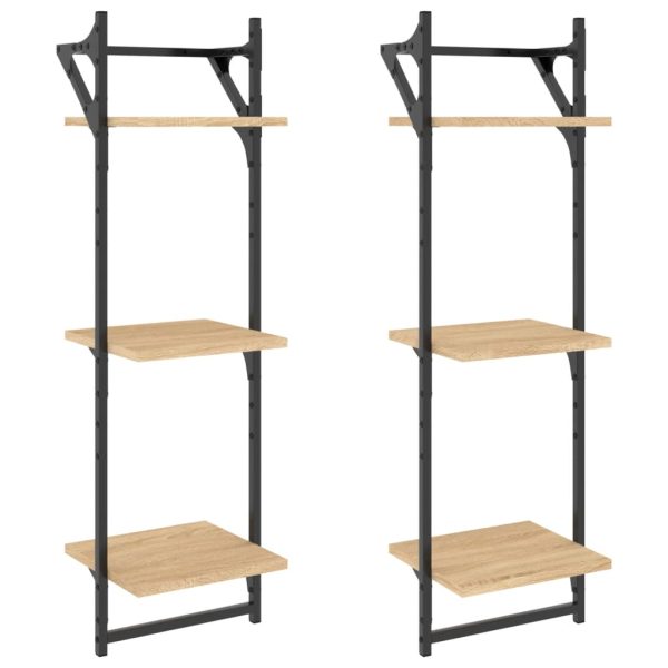 Estante 3 prateleiras + barras 2pcs 30x25x100cm carvalho sonoma - Image 2